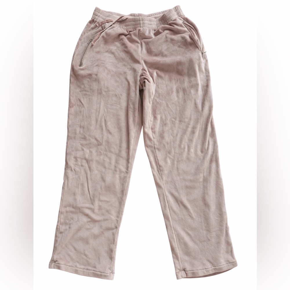 SKIMS Velour Lounge Pants Size M Blush Pink Soft Wide Leg Drawstring